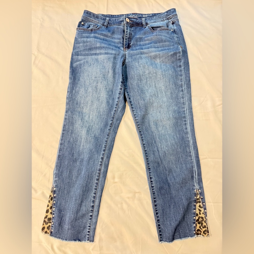 INC International Concepts Blue Jeans with Leopard Detail